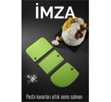 3’lü Dekoratif Şekillendirme Aparatı Hamur Pasta Kesici Kazıma  (Düz, Dişli, Kavisli)