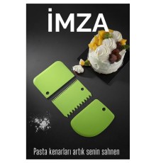 3’lü Dekoratif Şekillendirme Aparatı Hamur Pasta Kesici Kazıma  (Düz, Dişli, Kavisli)