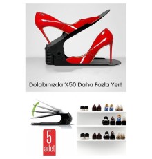 5’li Ayakkabı Düzenleyici Set – Çift Katlı Tasarım | Dolap İçi Alan Tasarrufu | Ayarlanabilir Yükseklik