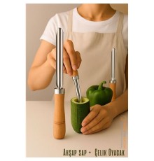 Oyacak - Dolmalık Kabak ve Biber Patlıcan Oyacağı 304 Paslanmaz Çelik