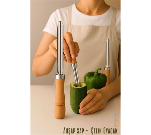 Oyacak - Dolmalık Kabak ve Biber Patlıcan Oyacağı 304 Paslanmaz Çelik