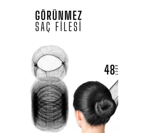 Saç Topuz Filesi Topuz Sabitleyici File Eastik Topuz Ağı Hostes Saç Filesi SİYAH 48Lİ