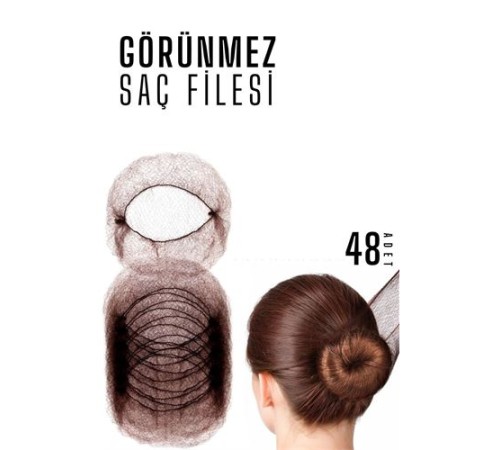 Saç Topuz Filesi Topuz Sabitleyici File Eastik Topuz Ağı Hostes Saç Filesi KAHVE 48Lİ