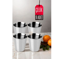 9 LU Paslanmaz Çelik Bardak – Kamp, Piknik ve Mutfak İçin Dayanıklı Metal Bardak