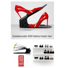 10'lu Ayakkabı Düzenleyici Set – Çift Katlı Tasarım | Dolap İçi Alan Tasarrufu | Ayarlanabilir Yükseklik