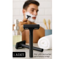 Şık Siyah Plastik Tıraş Aleti – Jilet Takılabilir, Ergonomik Saplı