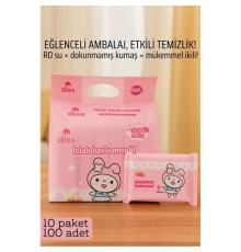 Dies Islak Mendil -RO Saf Su & Dokunmamış Kumaşlı, 100 Yaprak Temizlik Keyfi PEMBE