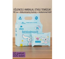 Dies Islak Mendil -RO Saf Su & Dokunmamış Kumaşlı, 100 Yaprak Temizlik Keyfi MAVİ