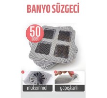 Banyo Gider Süzgeci 50 Adet Yapışkanlı Filtre, 10x10 cm