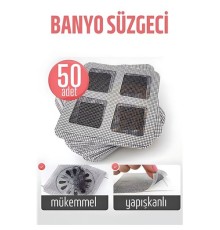 Banyo Gider Süzgeci 50 Adet Yapışkanlı Filtre, 10x10 cm