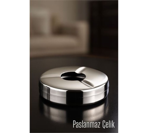 Kapaklı Paslanmaz Küllük - Kapaklı Metal Kül Tablası -  Masaüstü Küllük