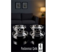 Paslanmaz Yuvarlak Küllük - Metal Kül Tablası - Masaüstü Küllük 4 LÜ