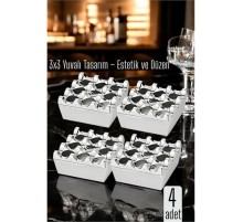 4 lü Metal Döküm Küllük – 3x3 Yuvalı, Krom , Modern ve Ağırlıklı Tasarım