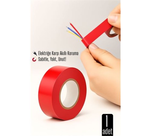 KIRMIZI Elektrik  Bandı – Yüksek Yalıtım Gücü, Kablo Sabitleme ve Elektrik Koruma İçin