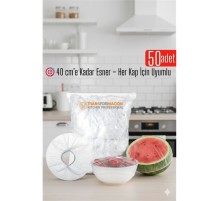 50'li Tabak Bonesi - 40 cm Esnek Streç Kapak Seti, Gıda Bonesi Koruma İçin