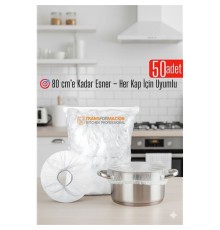 50'li Tencere Bonesi - 80 cm Esnek Streç Kapak Seti, Gıda Koruma İçin