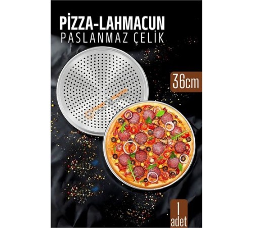 Paslanmaz Çelik Pizza-Lahmacun Tepsisi – Delikli Tasarım ile Mükemmel Pişirme 36 cm