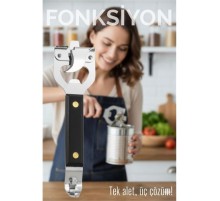 3’ü 1 Arada Konserve Açacağı – Şişe Açacağı ve Kapak Kaldıracı Paslanmaz Çelik