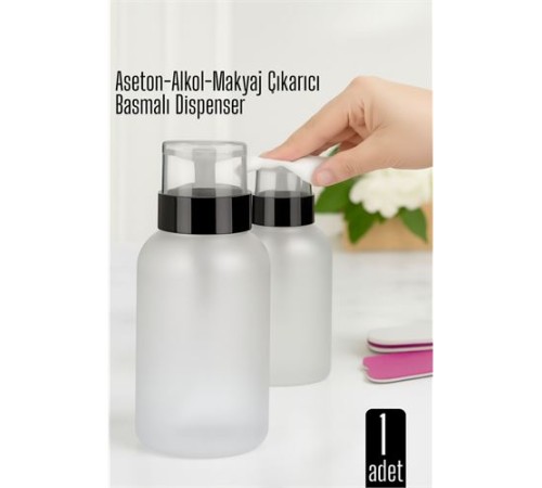 Aseton İçin Basmalı Dispenser  - Aseton, Alkol ve Makyaj Temizleyici İçin Pratik Pompalı Set