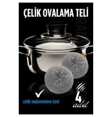 Çelik Bulaşık Ovalama Teli 4 Adet