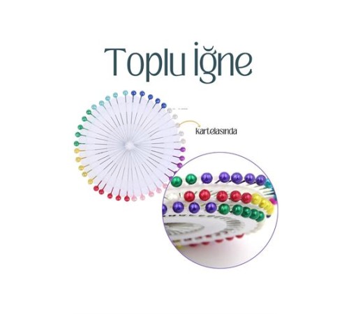 Renkli Başlı Toplu İğne 40 Adet