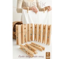 12’li Ahşap Mandal Seti – Doğal Görünümlü, Çok Amaçlı, Dayanıklı Yaylı Tasarım