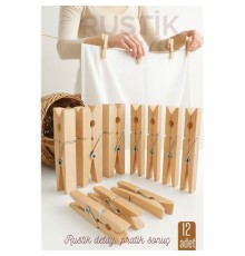 12’li Ahşap Mandal Seti – Doğal Görünümlü, Çok Amaçlı, Dayanıklı Yaylı Tasarım