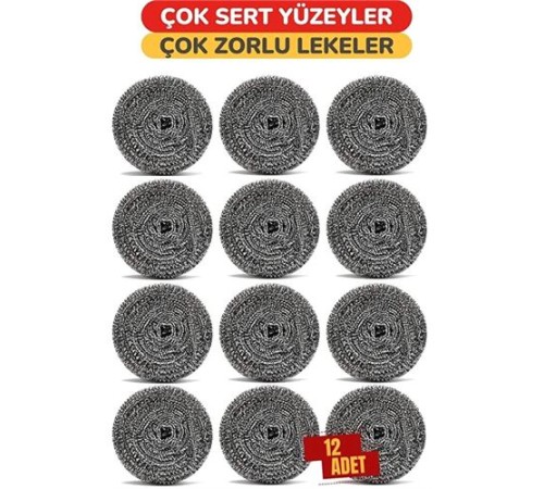 Çelik Bulaşık Ovalama Teli 12 Adet