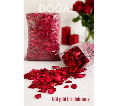 Doğal Kurutulmuş Gül Yaprakları – Dekoratif, Aromatik ve Romantik Kullanım İçin 350g Paket