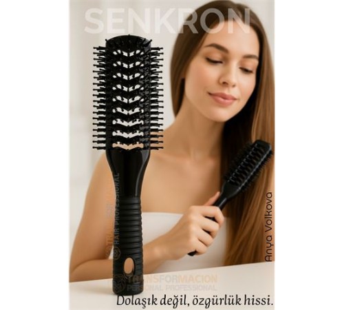 40 Ayak Nano Dolaşık Saç Açıcı 2 yüzeyli Tarak, Karbon Plastik Gövde, Havalandırmalı Tasarım