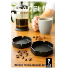 2 li Karbon Plastik Küllük Seti  - Masaüstü Küllük  Kaymaz, Hafif ve Şık Tasarım