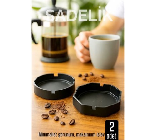 2 li Karbon Plastik Küllük Seti  - Masaüstü Küllük  Kaymaz, Hafif ve Şık Tasarım