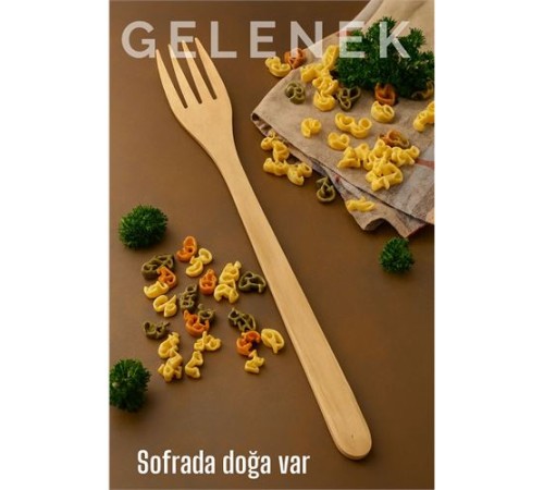 Doğal Gürgen Ağacı Servis Çatalı – 25 cm, El Yapımı Ahşap Mutfak Gereci