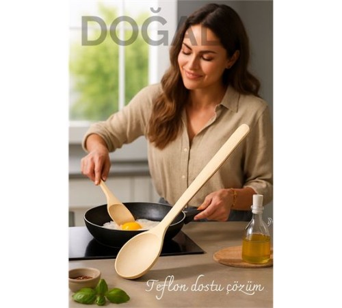 Doğal Gürgen Ahşap Servis Kaşığı – 20 cm, Ergonomik ve Dayanıklı Mutfak Yardımcısı