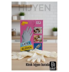 6'lı KUTULU Latex Eldiven Hijyenik, Esnek ve Çok Amaçlı Kullanım İçin