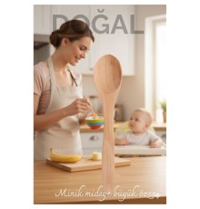Doğal Gürgen Bebek Mama ve Hazırlık Kaşığı – 13 cm, Mini Boy, Şık ve Pratik