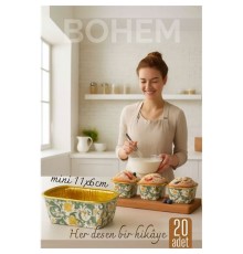 Bohem Dikdörtgen Kek Kalıbı , Alüminyum  Cupcake Muffin Kalıbı 20'li Paket