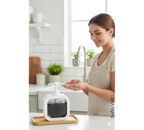 Pompalı Dispenser Sabunluk – Şeffaf Gövde, Modern Tasarım | Sıvı Sabun, Şampuan, Losyon İçin