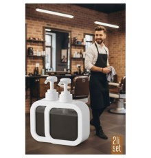 2 li Berber Sabunluğu – Modern Pompalı Dispenser | Sıvı Sabun, Şampuan, Losyon İçin 300 ml