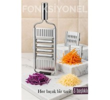Paslanmaz Çelik Sebze Rendesi – Değiştirilebilir 3 Bıçaklı, Çok Fonksiyonlu, Hızlı ve Pratik