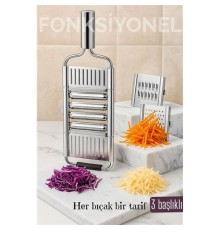 Paslanmaz Çelik Sebze Rendesi – Değiştirilebilir 3 Bıçaklı, Çok Fonksiyonlu, Hızlı ve Pratik