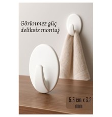 Mini Kendinden Yapışkanlı Duvar Askısı – 5.5 x 3.2 cm | İz Bırakmaz, Güçlü Tutuş