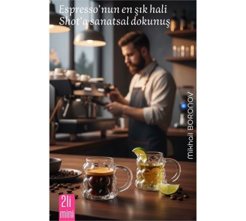 Mini Bubble Espresso & Shot Bardak Borosilikat Cam  – 2’li Set (6x5 cm)