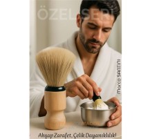 Klasik Tıraş Seti – Ahşap Saplı Fırça & 304 Paslanmaz Çelik Tıraş Tası