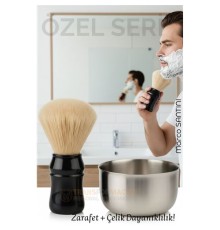 Klasik Tıraş Seti – Ahşap Saplı Fırça & 304 Paslanmaz Çelik Tıraş Tası