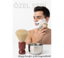 Klasik Tıraş Seti – Ahşap Saplı Fırça & 304 Paslanmaz Çelik Tıraş Tası