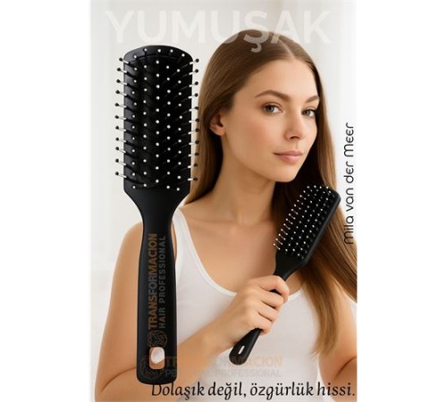40 Ayak Nano Dolaşık Saç Açıcı Tarak, Karbon Plastik Gövde, Havalandırmalı Tasarım