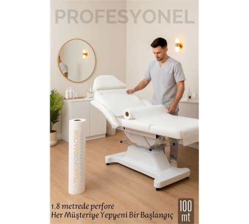 Tek Kullanımlık 60 cm x 100 m 1.80 mt Perforeli Sedye Örtüsü – Muayene ve Güzellik Salonları İçin