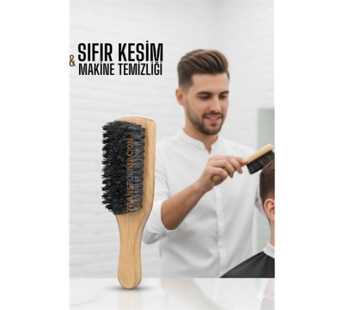 Ahşap Fade Fırça – Berberler İçin Sıfır Kesim ve Makine Temizleme Fırçası