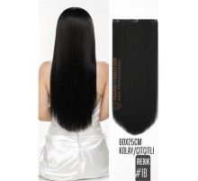 Doğal Görünümlü Düz Siyah Sentetik Kaynak Saç – RENK KOD:#1B  Kolay Tak Çıkar, Işıltılı Etki!